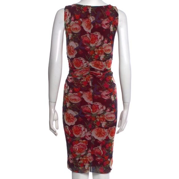 Jean Paul Gaultier Dress Fuzzi Rose Print Knotted Front Mesh Made in Italy Small - Picture 4 of 9